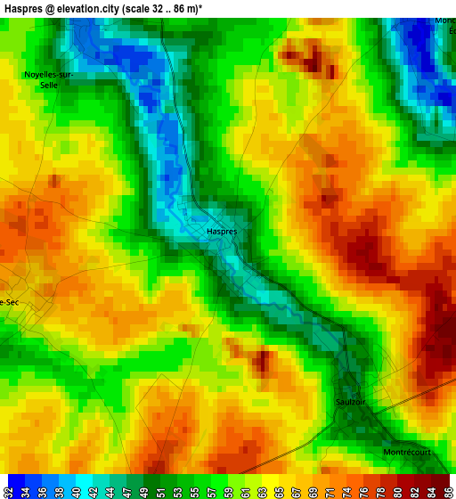 Haspres elevation map