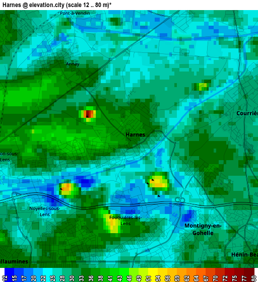 Harnes elevation map