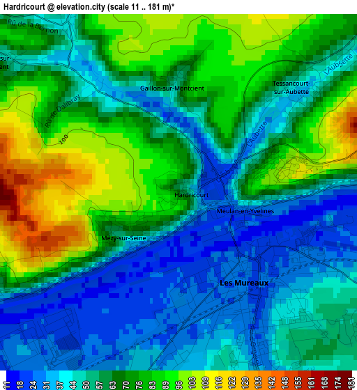 Hardricourt elevation map