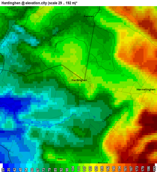 Hardinghen elevation map