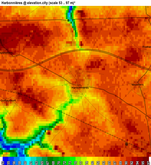 Harbonnières elevation map