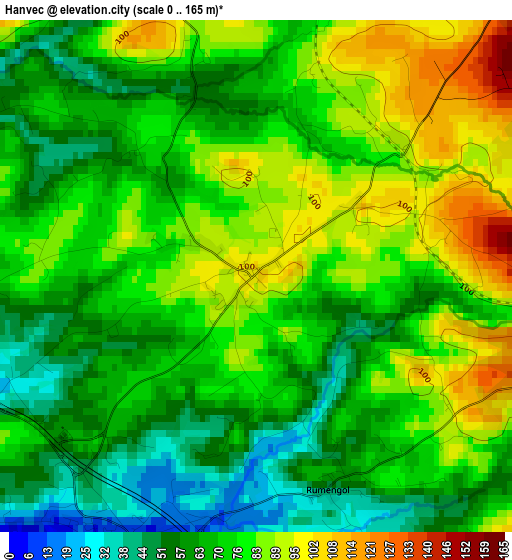 Hanvec elevation map