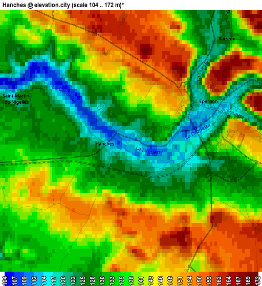 Hanches elevation map