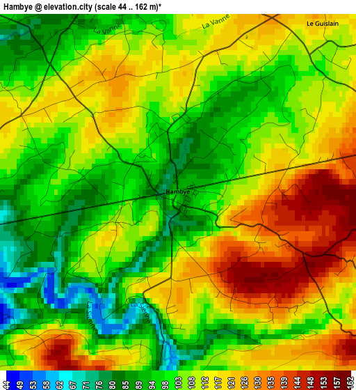 Hambye elevation map