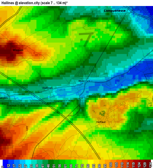 Hallines elevation map