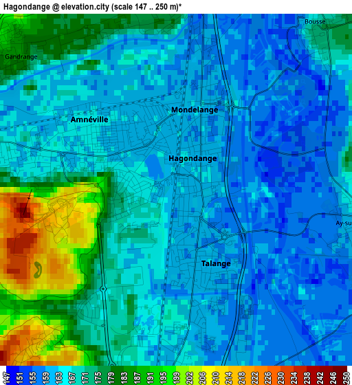 Hagondange elevation map