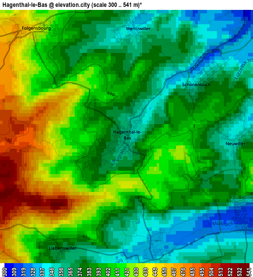 Hagenthal-le-Bas elevation map