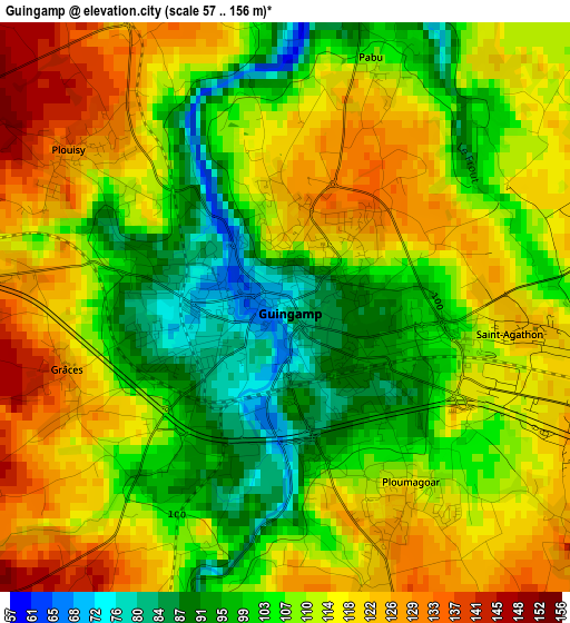 Guingamp elevation map