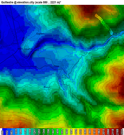 Guillestre elevation map