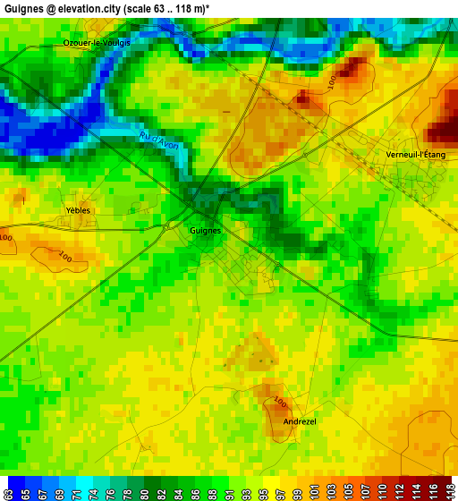 Guignes elevation map