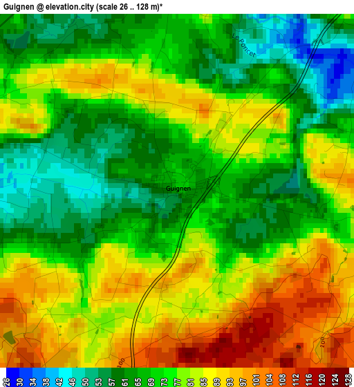 Guignen elevation map