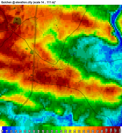 Guichen elevation map