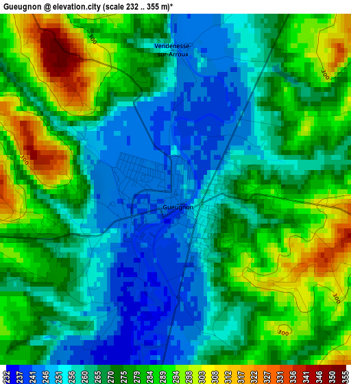 Gueugnon elevation map