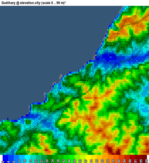 Guéthary elevation map