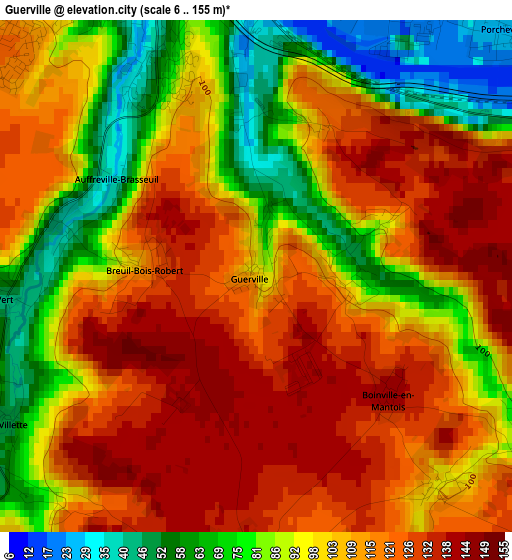 Guerville elevation map