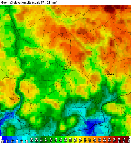 Guern elevation map