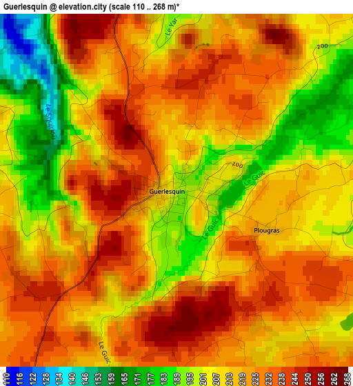 Guerlesquin elevation map