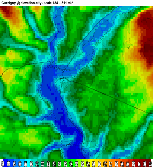 Guérigny elevation map