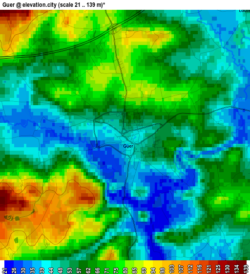 Guer elevation map