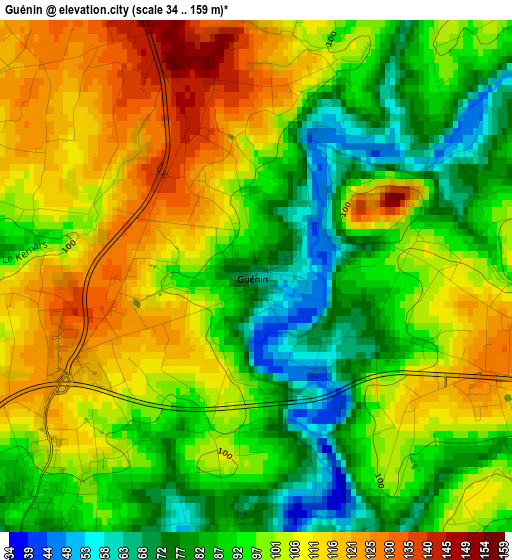 Guénin elevation map