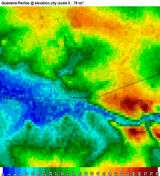 Guémené-Penfao elevation map