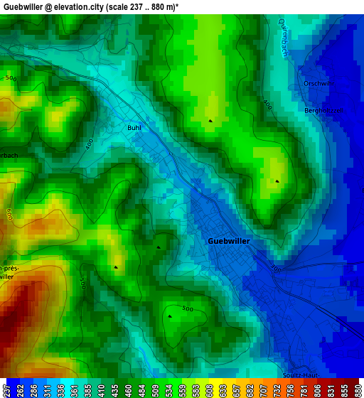 Guebwiller elevation map