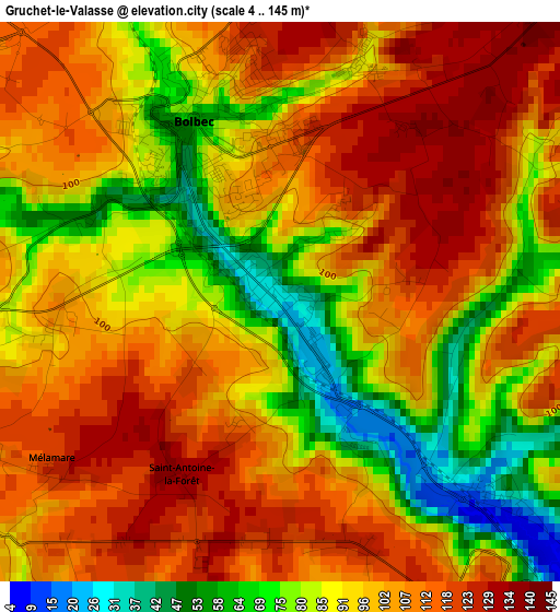 Gruchet-le-Valasse elevation map