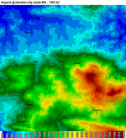 Kayacık elevation map