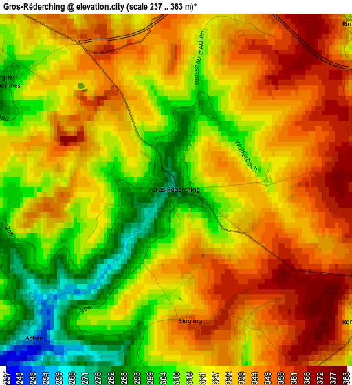 Gros-Réderching elevation map