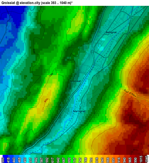 Groissiat elevation map