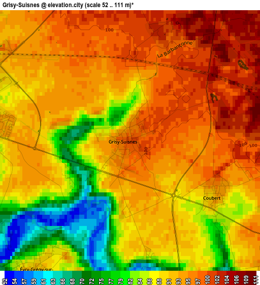 Grisy-Suisnes elevation map