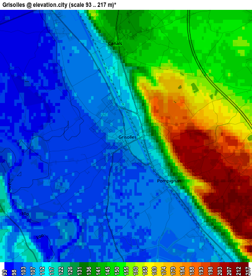 Grisolles elevation map