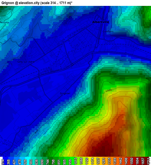 Grignon elevation map