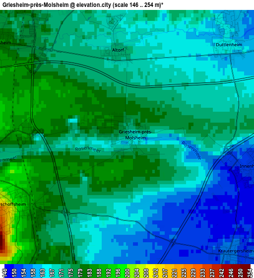 Griesheim-près-Molsheim elevation map