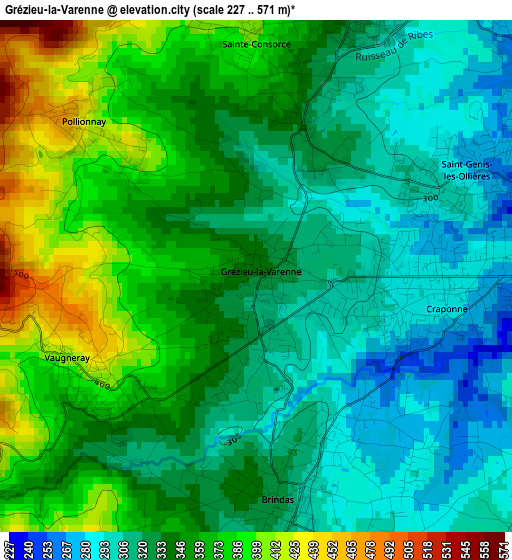 Grézieu-la-Varenne elevation map