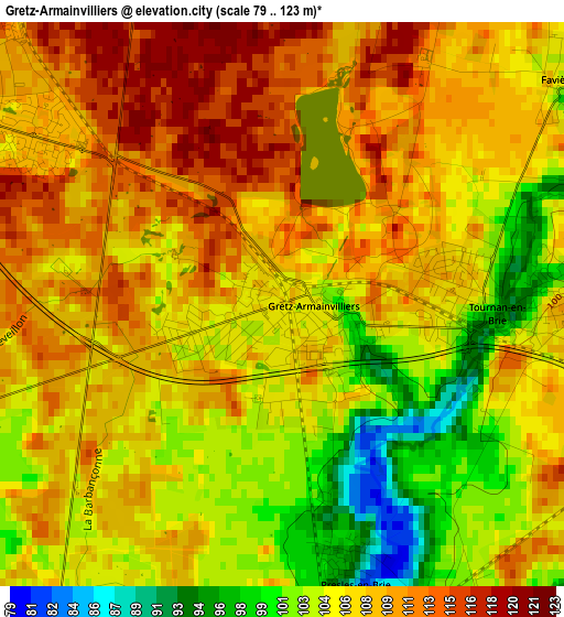 Gretz-Armainvilliers elevation map