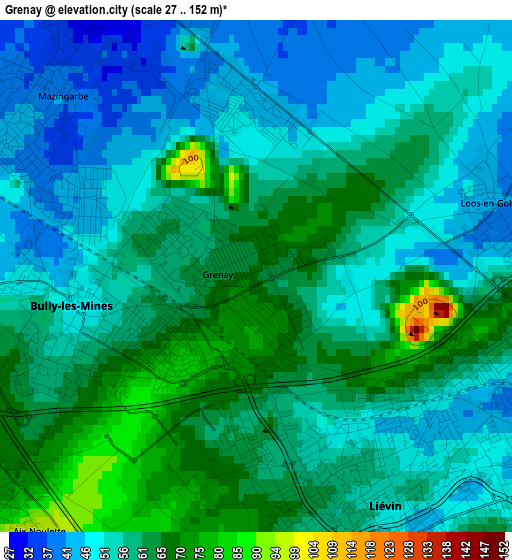 Grenay elevation map