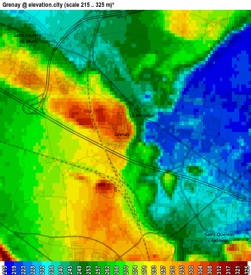 Grenay elevation map