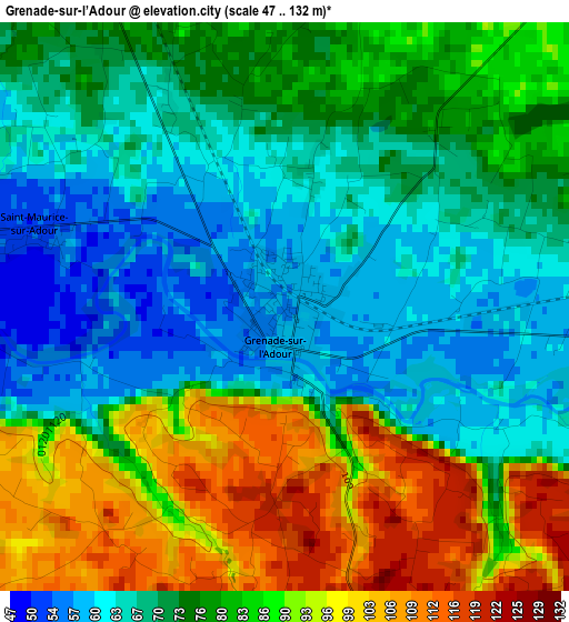 Grenade-sur-l’Adour elevation map