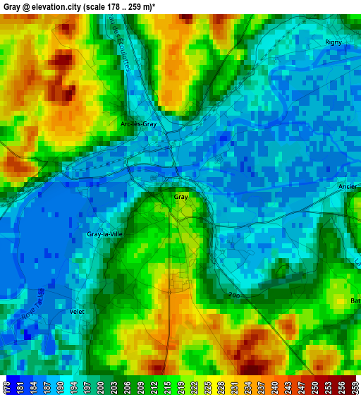 Gray elevation map