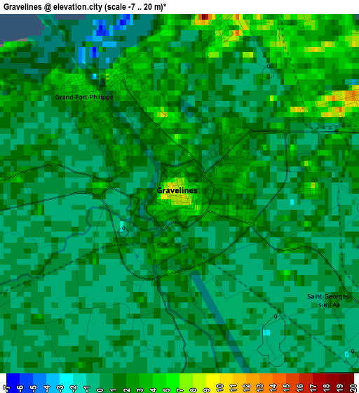 Gravelines elevation map