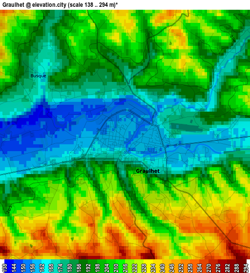 Graulhet elevation map