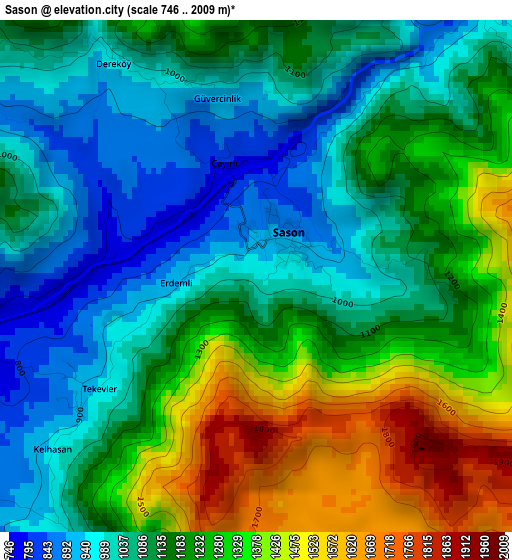 Sason elevation map