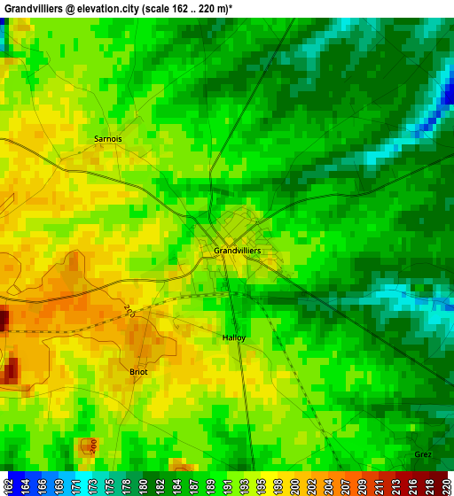 Grandvilliers elevation map