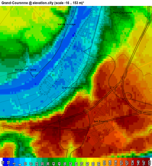 Grand-Couronne elevation map