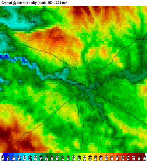 Gramat elevation map