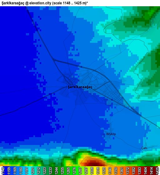 Şarkîkaraağaç elevation map