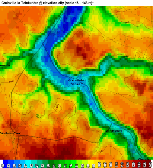 Grainville-la-Teinturière elevation map