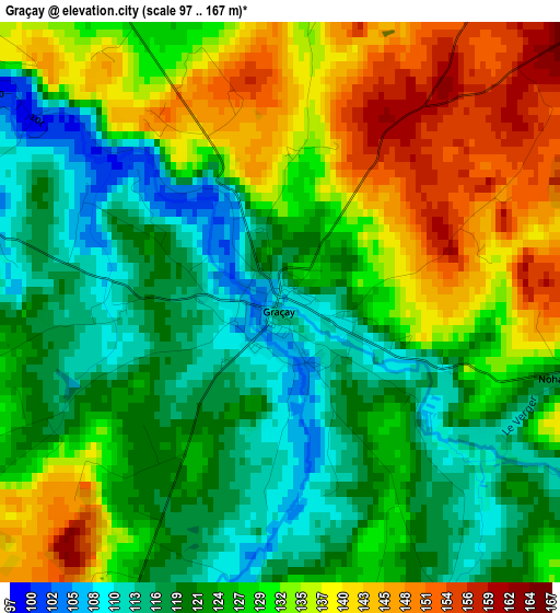 Graçay elevation map