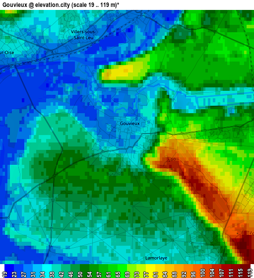 Gouvieux elevation map